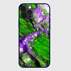 Чехол для iPhone 12 Pro Max Фиолетовый минерал в зелёном камне, цвет: 3D-черный