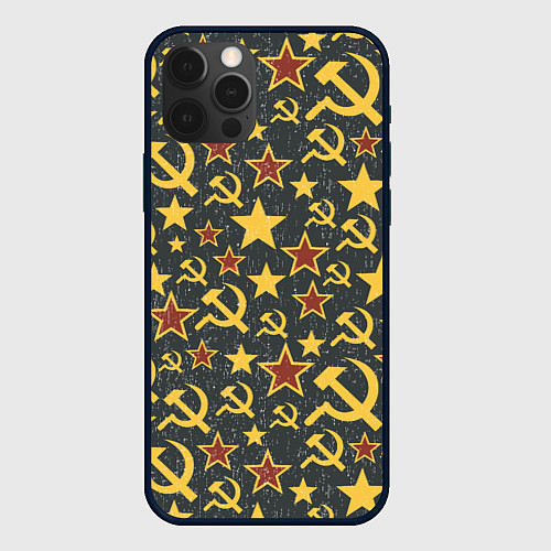 Чехол iPhone 12 Pro Max Серп и Молот - СССР / 3D-Черный – фото 1