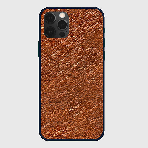 Чехол iPhone 12 Pro Max Текстура кожи миндального цвета / 3D-Черный – фото 1