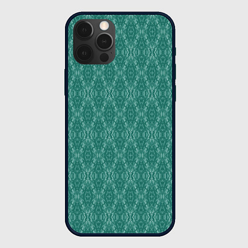 Чехол iPhone 12 Pro Max Бирюзово зеленый геометрический абстрактный узор / 3D-Черный – фото 1