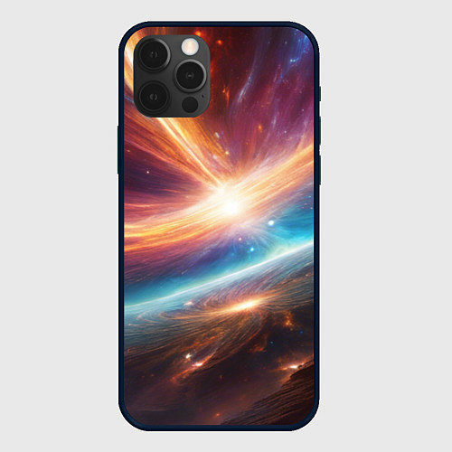 Чехол iPhone 12 Pro Max Столкновение двух галактик / 3D-Черный – фото 1