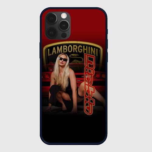 Чехол iPhone 12 Pro Max Девушка и Lamborghini / 3D-Черный – фото 1