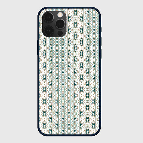Чехол iPhone 12 Pro Max Вертикальный узор с геометрическим рисунком / 3D-Черный – фото 1