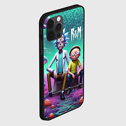 Чехол для iPhone 12 Pro Max Рик и Морту на сказочной грибной планете - нейроар, цвет: 3D-черный — фото 2