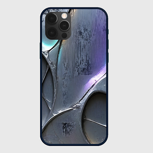 Чехол iPhone 12 Pro Max Полированный серебряный металл / 3D-Черный – фото 1