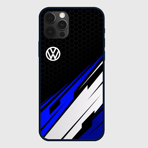 Чехол iPhone 12 Pro Max Фольксваген - синий / 3D-Черный – фото 1