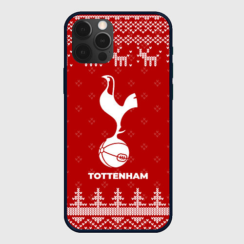 Чехол iPhone 12 Pro Max Новогодний Tottenham с оленями / 3D-Черный – фото 1