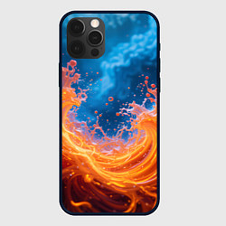 Чехол для iPhone 12 Pro Max Яркое пламя в воде, цвет: 3D-черный