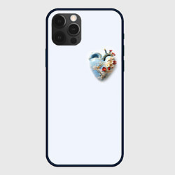 Чехол для iPhone 12 Pro Max Сердце и ветка цветущая сакура с цветами, цвет: 3D-черный