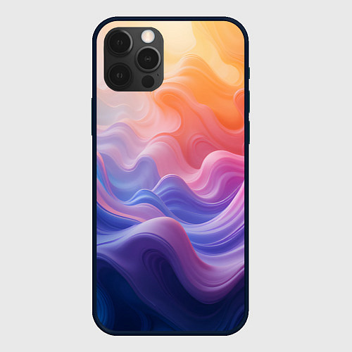 Чехол iPhone 12 Pro Max Волны разноцветных красок / 3D-Черный – фото 1