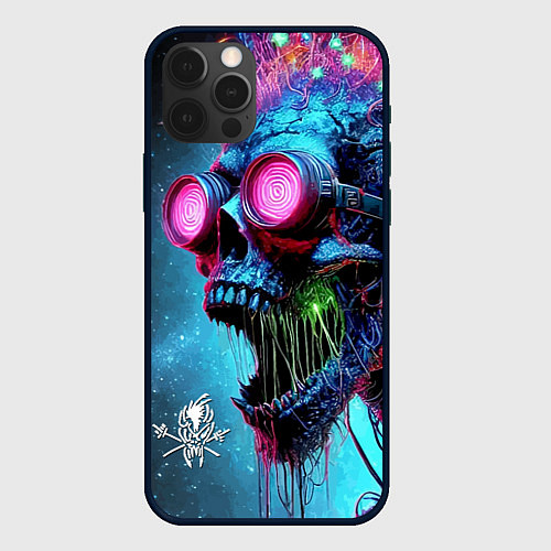 Чехол iPhone 12 Pro Max Metallica - crazy skeleton with headphones / 3D-Черный – фото 1