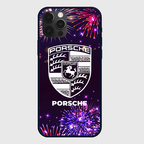 Чехол iPhone 12 Pro Max Праздничный Porsche / 3D-Черный – фото 1