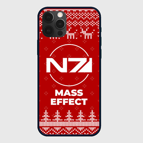 Чехол iPhone 12 Pro Max Новогодний Mass Effect с оленями / 3D-Черный – фото 1