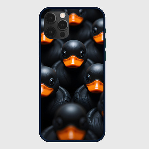 Чехол iPhone 12 Pro Max Черные уточки / 3D-Черный – фото 1