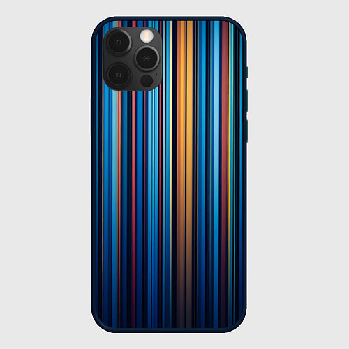 Чехол iPhone 12 Pro Max Композиция из вертикальных линий / 3D-Черный – фото 1