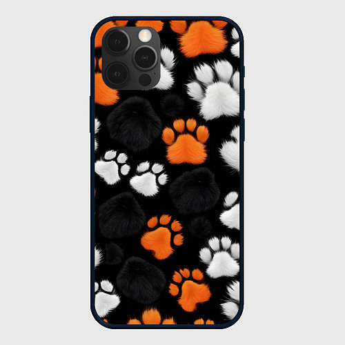 Чехол iPhone 12 Pro Max Мохнатые лапки / 3D-Черный – фото 1