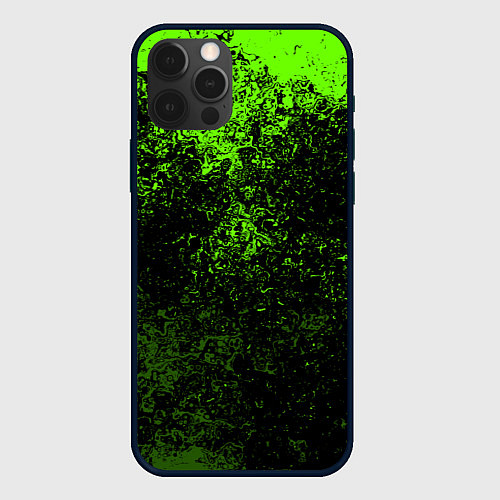 Чехол iPhone 12 Pro Max Зеленые брызги красок / 3D-Черный – фото 1