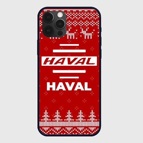 Чехол iPhone 12 Pro Max Новогодний Haval с оленями / 3D-Черный – фото 1