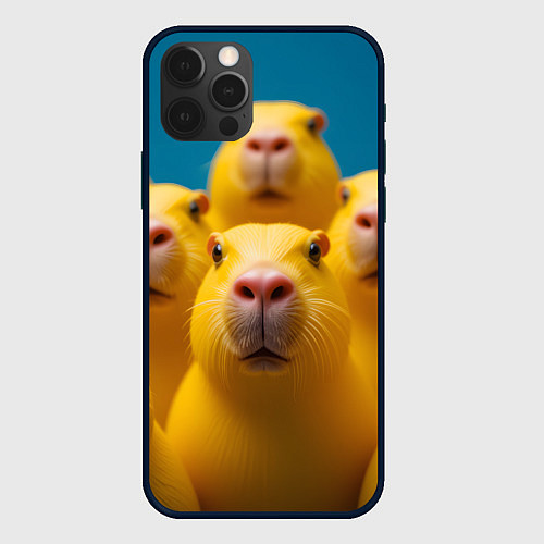 Чехол iPhone 12 Pro Max Желтые капибары / 3D-Черный – фото 1