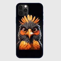 Чехол для iPhone 12 Pro Max Яркая птичка на темном фоне, цвет: 3D-черный