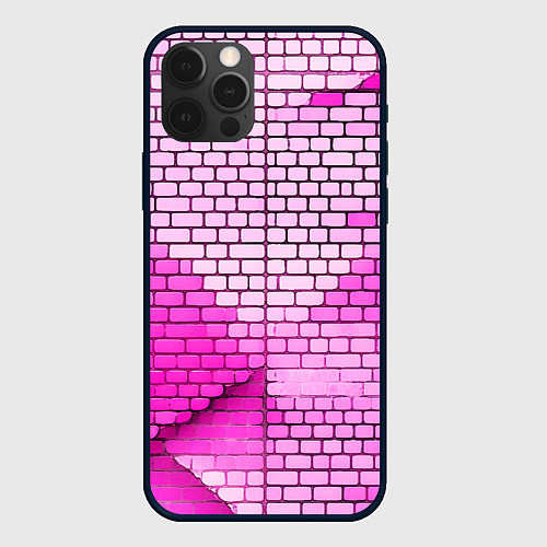 Чехол iPhone 12 Pro Max Розовые кирпичики / 3D-Черный – фото 1