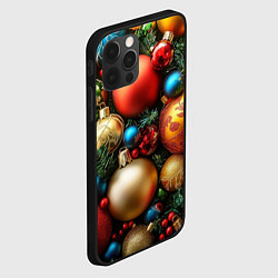 Чехол для iPhone 12 Pro Max Разноцветные новогодние шары, цвет: 3D-черный — фото 2