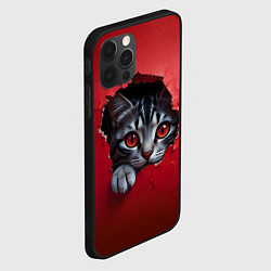 Чехол для iPhone 12 Pro Max Выглядывающий котик, цвет: 3D-черный — фото 2