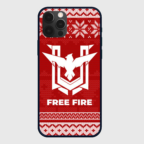 Чехол iPhone 12 Pro Max Новогодний Free Fire / 3D-Черный – фото 1