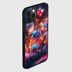 Чехол для iPhone 12 Pro Max Новогодние шары и фиолетовые блески, цвет: 3D-черный — фото 2