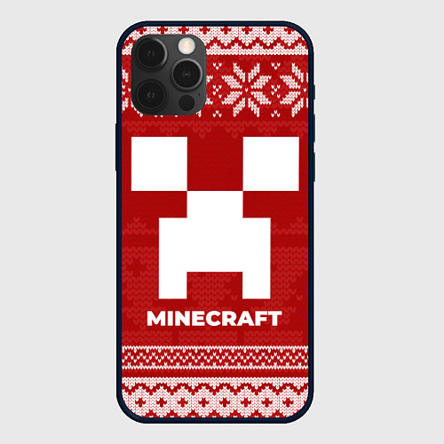 Чехол iPhone 12 Pro Max Новогодний Minecraft / 3D-Черный – фото 1