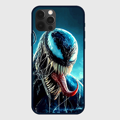 Чехол iPhone 12 Pro Max Venom in metropolis - ai art neon fantasy / 3D-Черный – фото 1