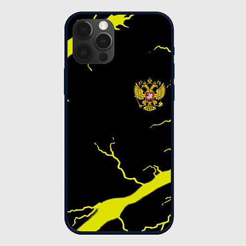 Чехол iPhone 12 Pro Max Россия шторм герб / 3D-Черный – фото 1
