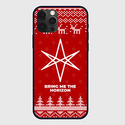 Чехол для iPhone 12 Pro Max Новогодний Bring Me the Horizon с оленями, цвет: 3D-черный