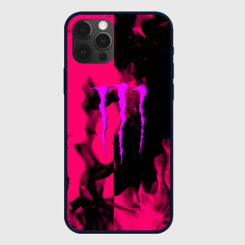 Чехол iPhone 12 Pro Max Monster energy fire pink / 3D-Черный – фото 1