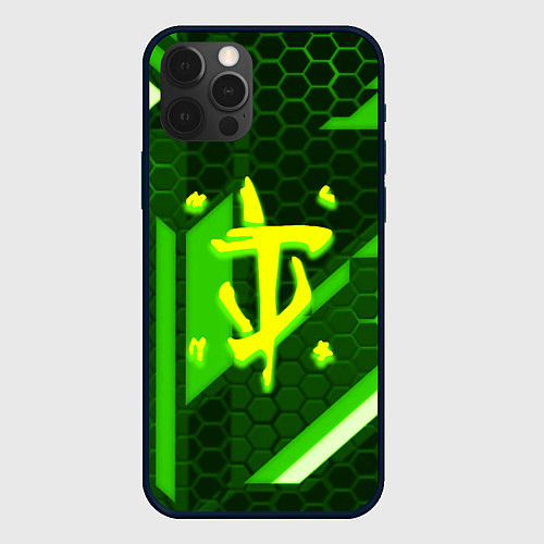 Чехол iPhone 12 Pro Max Doom geometry green / 3D-Черный – фото 1