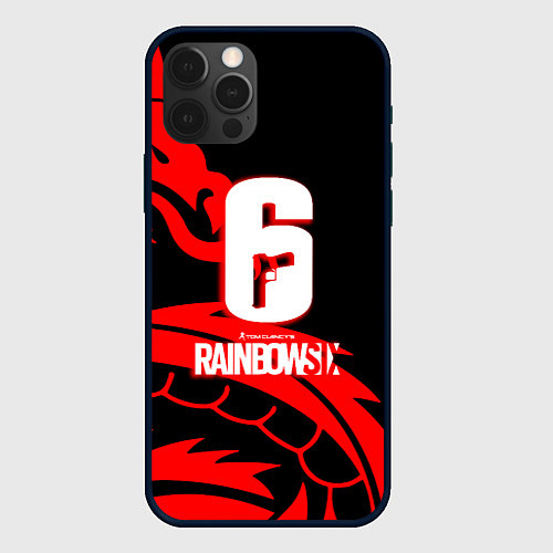 Чехол iPhone 12 Pro Max Rainbow six dragon fire logo / 3D-Черный – фото 1