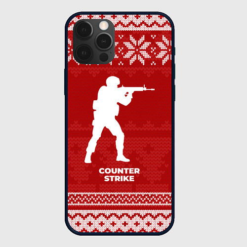 Чехол iPhone 12 Pro Max Новогодний Counter Strike / 3D-Черный – фото 1