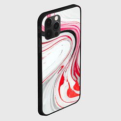 Чехол для iPhone 12 Pro Max Волнистые чёрно-красные линии на белом фоне, цвет: 3D-черный — фото 2