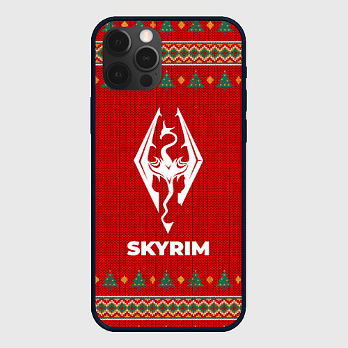 Чехол iPhone 12 Pro Max Skyrim new year / 3D-Черный – фото 1