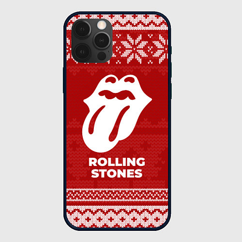 Чехол iPhone 12 Pro Max Новогодний Rolling Stones / 3D-Черный – фото 1