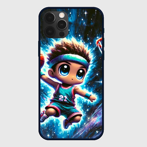 Чехол iPhone 12 Pro Max Бейсболист с мячом / 3D-Черный – фото 1