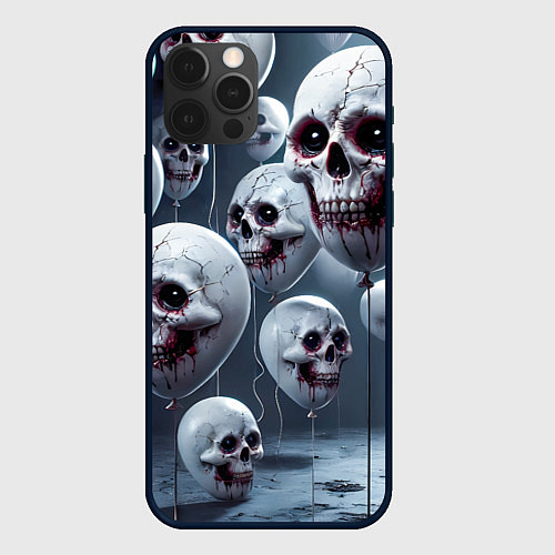 Чехол iPhone 12 Pro Max Шарики черепа / 3D-Черный – фото 1