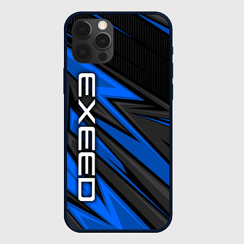 Чехол iPhone 12 Pro Max Exeed - синяя абстракция / 3D-Черный – фото 1