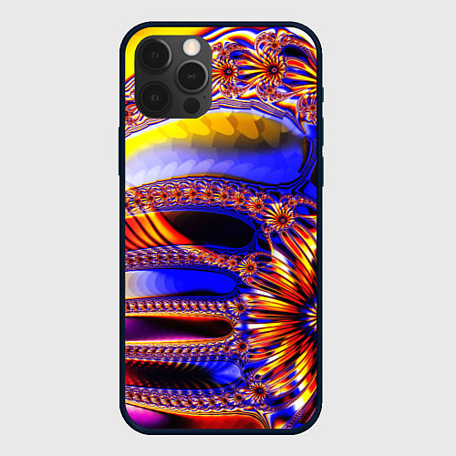 Чехол iPhone 12 Pro Max Психоделика стекло / 3D-Черный – фото 1