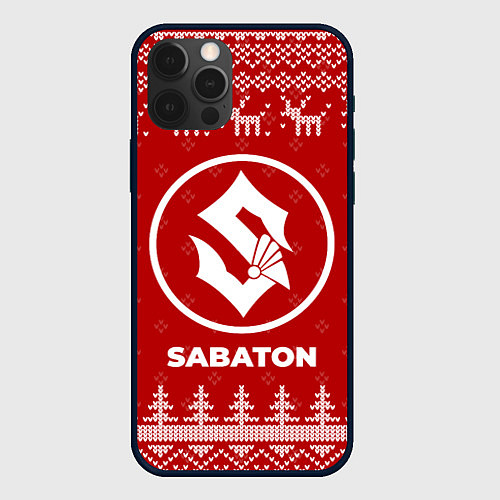Чехол iPhone 12 Pro Max Новогодний Sabaton с оленями / 3D-Черный – фото 1