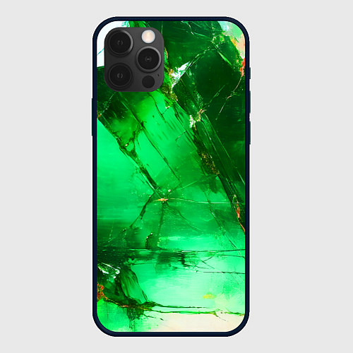 Чехол iPhone 12 Pro Max Зелёное треснувшее стекло / 3D-Черный – фото 1