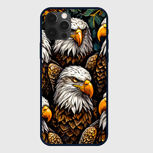 Чехол iPhone 12 Pro Max Белоголовые орлы / 3D-Черный – фото 1