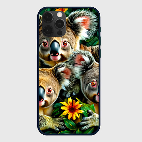 Чехол iPhone 12 Pro Max Три коалы / 3D-Черный – фото 1