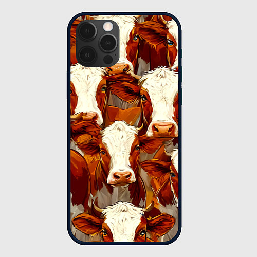 Чехол iPhone 12 Pro Max Рыжие коровки / 3D-Черный – фото 1