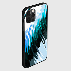 Чехол для iPhone 12 Pro Max Чёрно-синие острые полосы на белом фоне, цвет: 3D-черный — фото 2